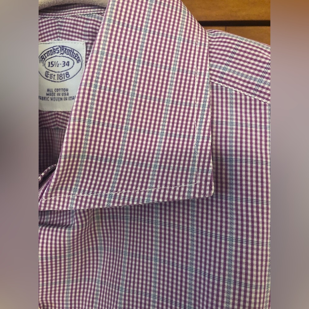 New Brooks Brothers Red Gingham Check LS Button Down Shirt 15.5 - 34
